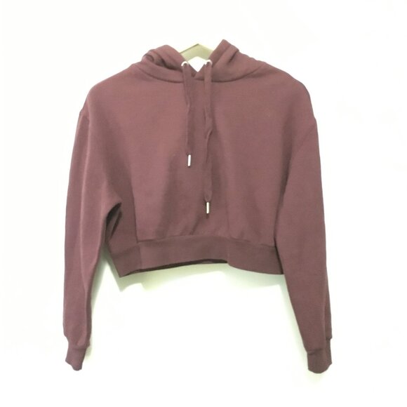 Soft Burgundy Cropped Pullover Hoodie - Picture 3 of 15